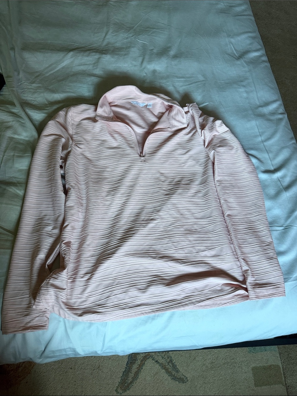 Lady Hagen Pale Pink Quarter-Zip Textured Pullover
